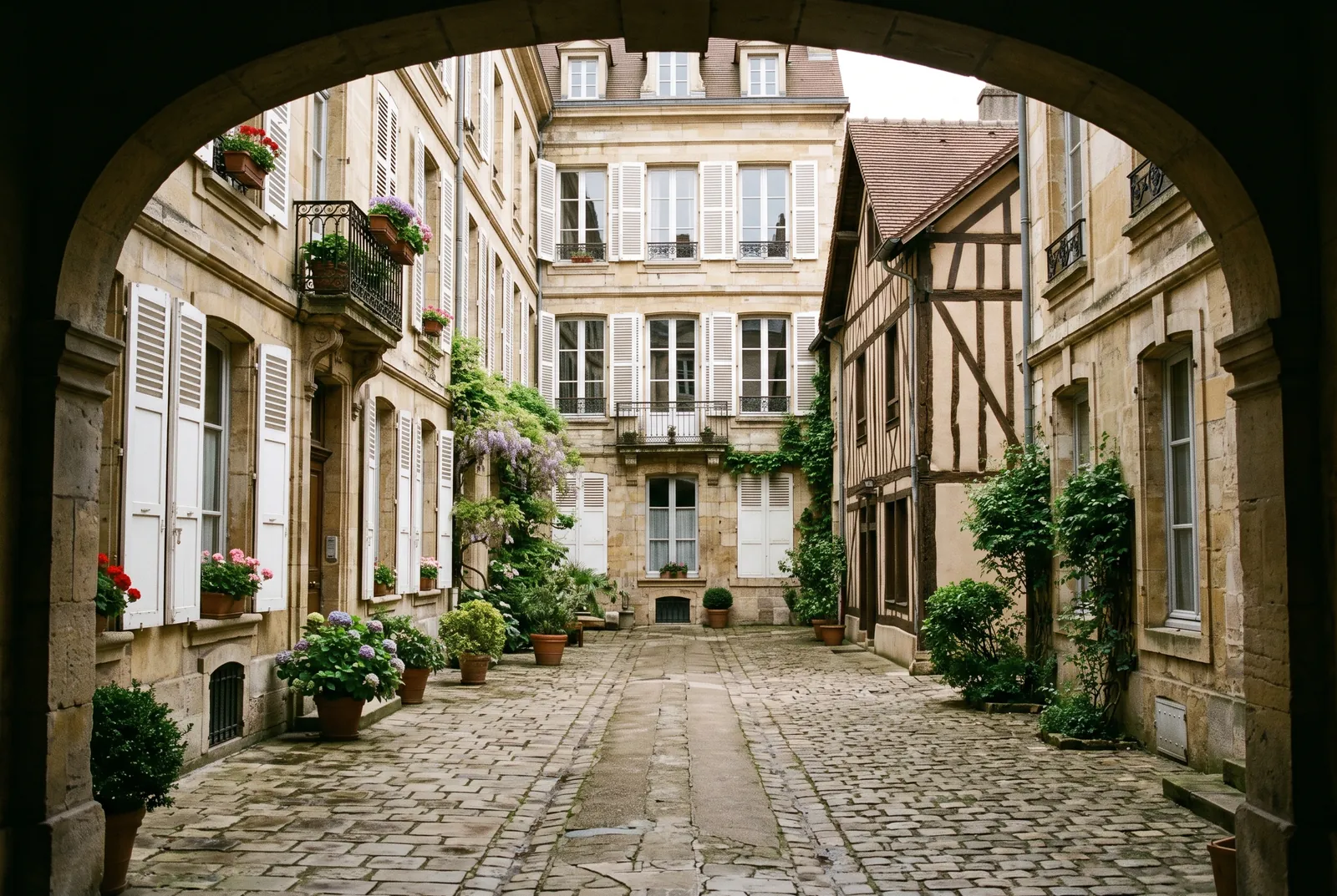 Cour intérieure d'un immeuble à Chalon-sur-Saône